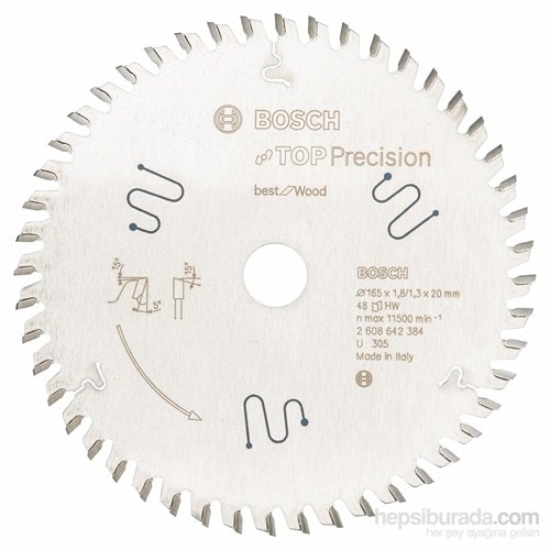 BOSCH - Best Serisi Hassas Kesim Ahşap İçin Daire Testere Bıçağı - 165 X 20 X 1,8 Mm, 48 Diş