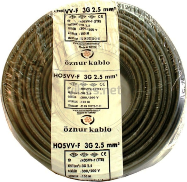 3 x 1,5 TTR Kablo 11 m Siyah Tam Bakır