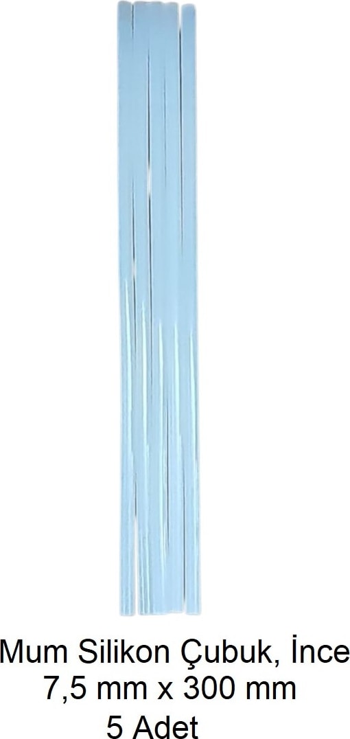 Silikon Mum Çubuk, Ince 7,5 x 300 mm (5 Adet)