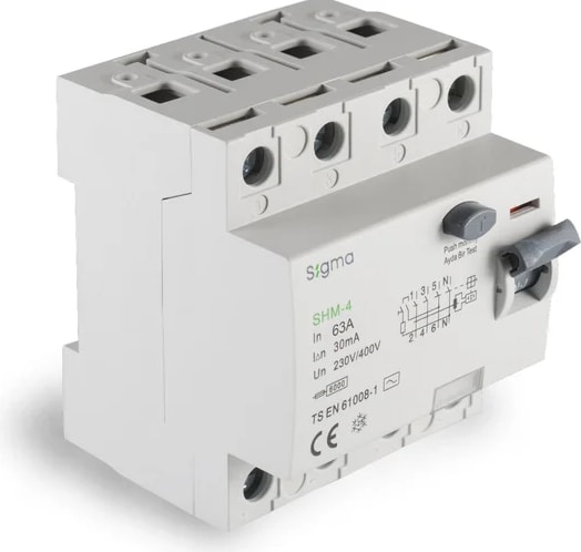 SHM4063030-SHM 4p 30MA 63A 6ka Kaçak Akım Koruma Şalteri(Kaçak Akım Rölesi)