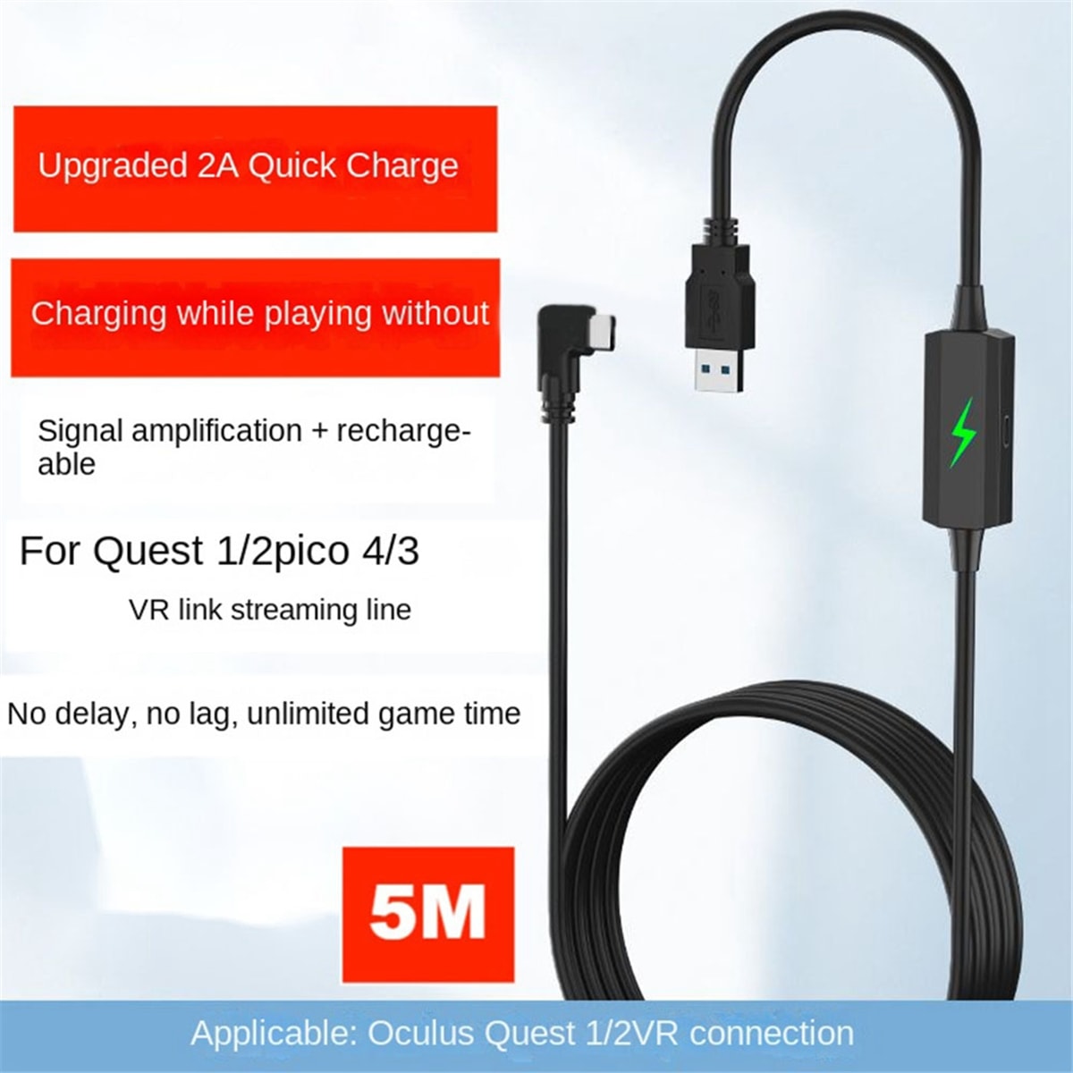 5gbps Güçsüz Seri Kablo 5m Şarj Kablosu Usb3.2 Gen2'den Quest 2 Için Type-C'ye Kablo Pıco 4 Için Vr Başlığı (Yurt Dışından)