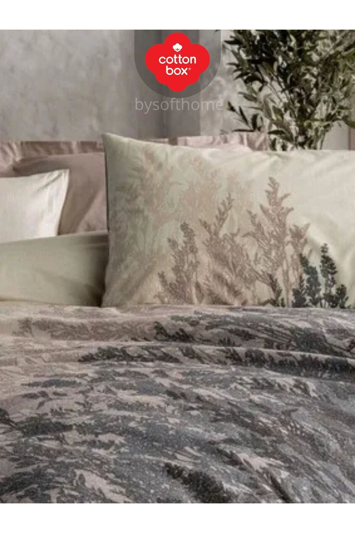 Lindon bej DUAL SERI Ranforce Çift Kişilik Nevresim Takımı %100 Pamuk