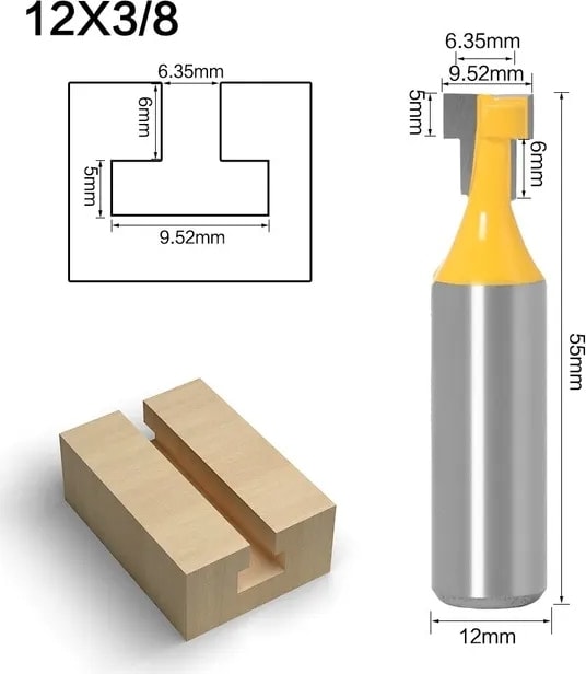 12MM Shank No1 1/2pc 8mm 6mm 1/4 "shank T-Yuvası Anahtar Deliği Kesici Ahşap Yönlendirici Bit Karbür Kesici Ahşap Altıgen Cıvata T-Track Planya Freze Kesiciler (Yurt Dışından)