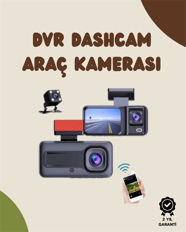 Sürüş ve Park Halinde Kesintisiz Güvenlik Için 3 Kameralı Profesyonel Dashcam