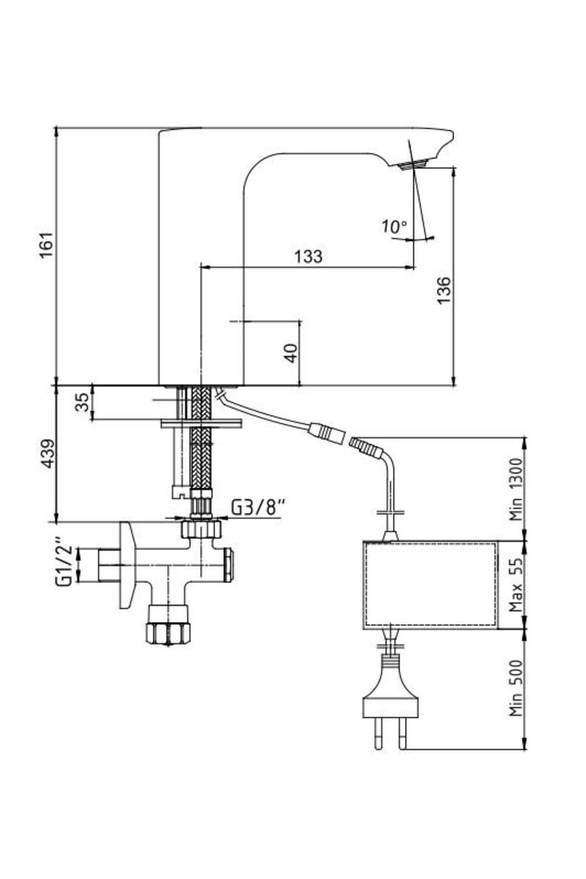 Compact Fotoselli Sensörlü Lavabo Bataryası Elektrikli 108108044