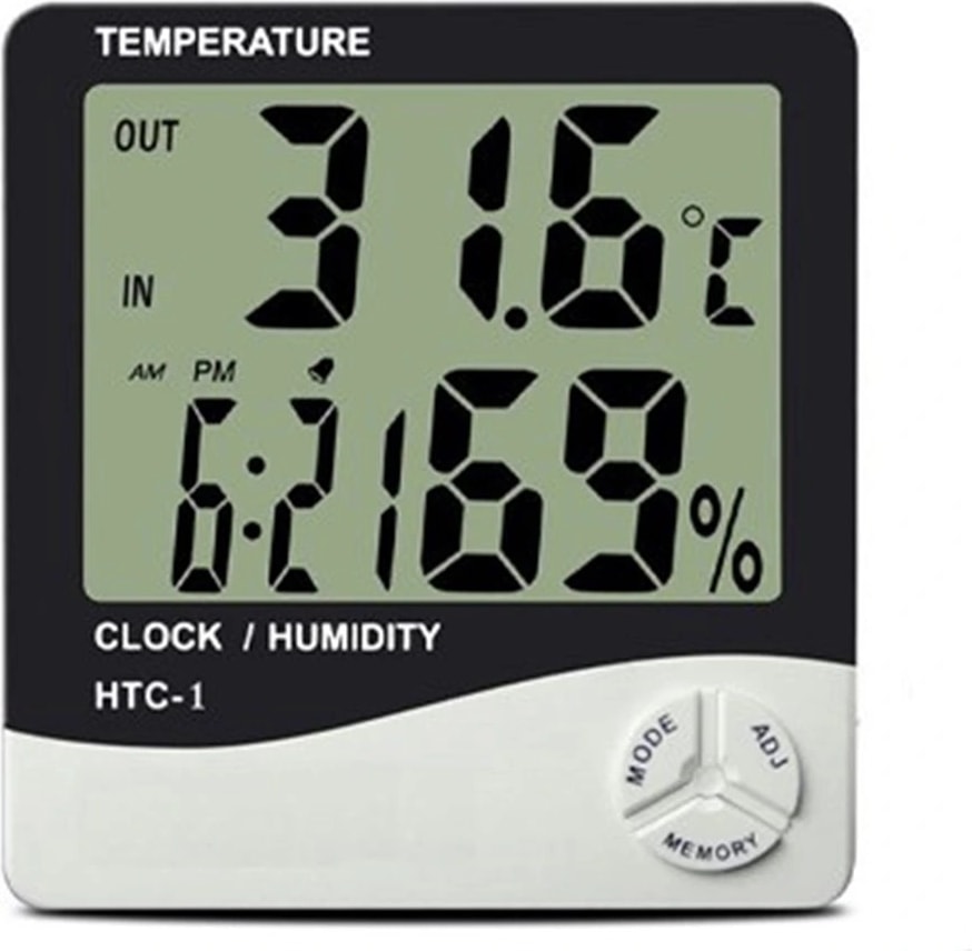 Bebek Odası Masaüstü Dijital Termometre Nem Ölçer Higrometre Saat (5047)