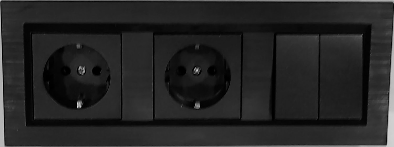 Quantum Siyah Topraklı Priz+Topraklı Priz+Komütatör (Ikili Anahtar) 3'lü Set