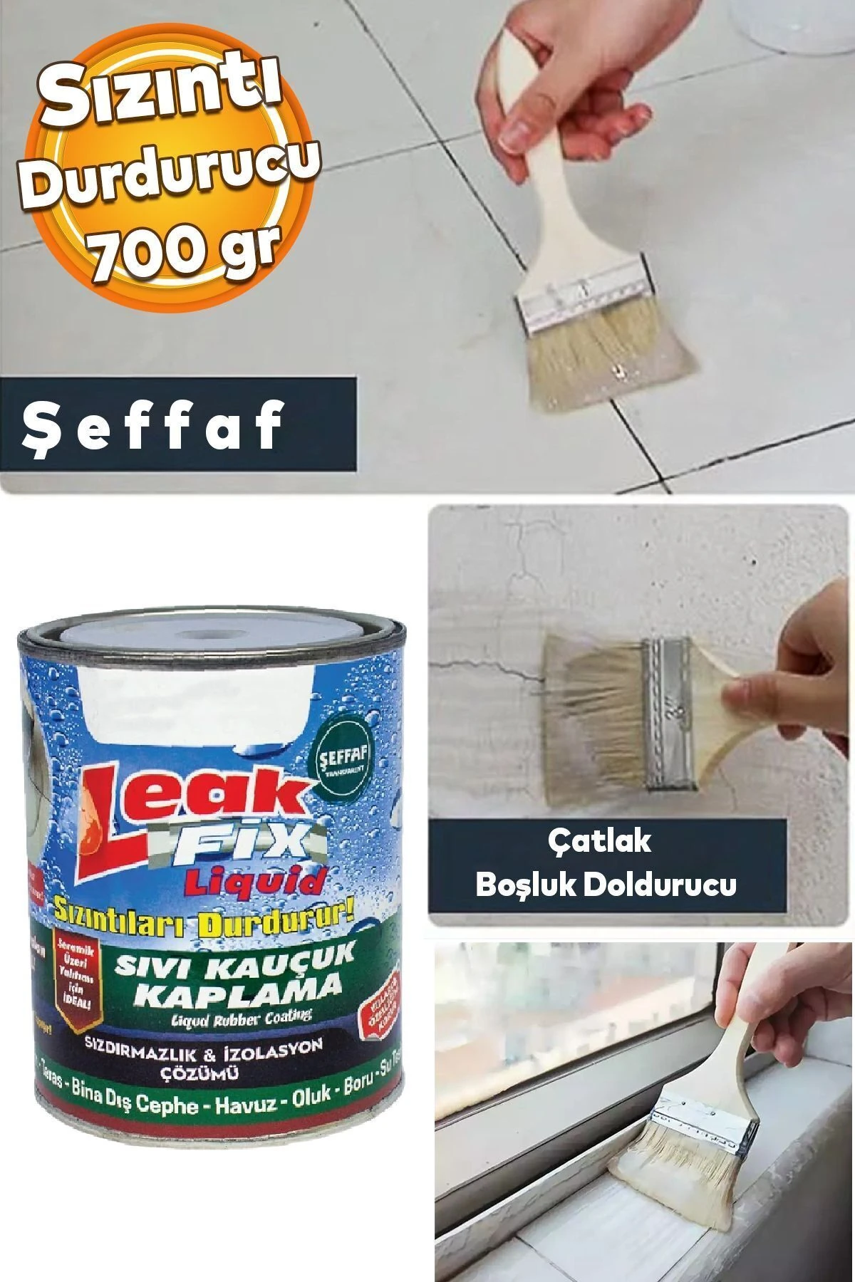 Şeffaf Leak Fix Liquid Su Sızıntı Durdurucu Sıvı Kauçuk Kaplama Izalasyon Sızdırmaz Yalıtım 700 gr
