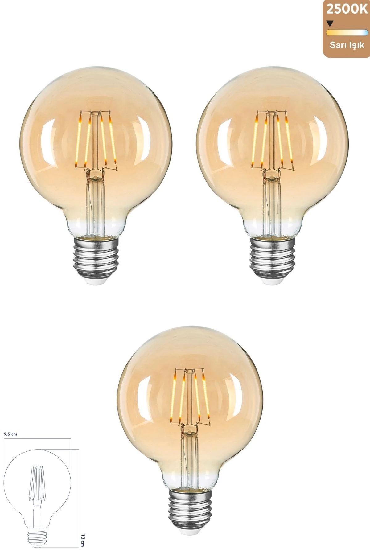 Rustik Led Ampul E27 G95 8W 2500K Gün Işığı ERD-86