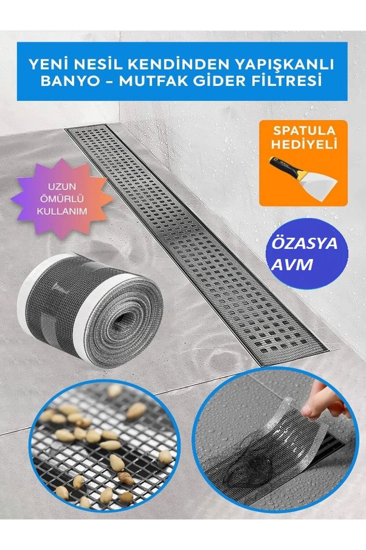 Yeni Nesil Kendinden Yapışkanlı Banyo - Mutfak Gider Filtresi (1 ADET-4 METRE)