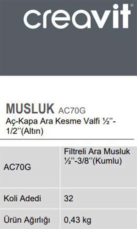 AC70G Aç-Kapa Ara Kesme Valfi