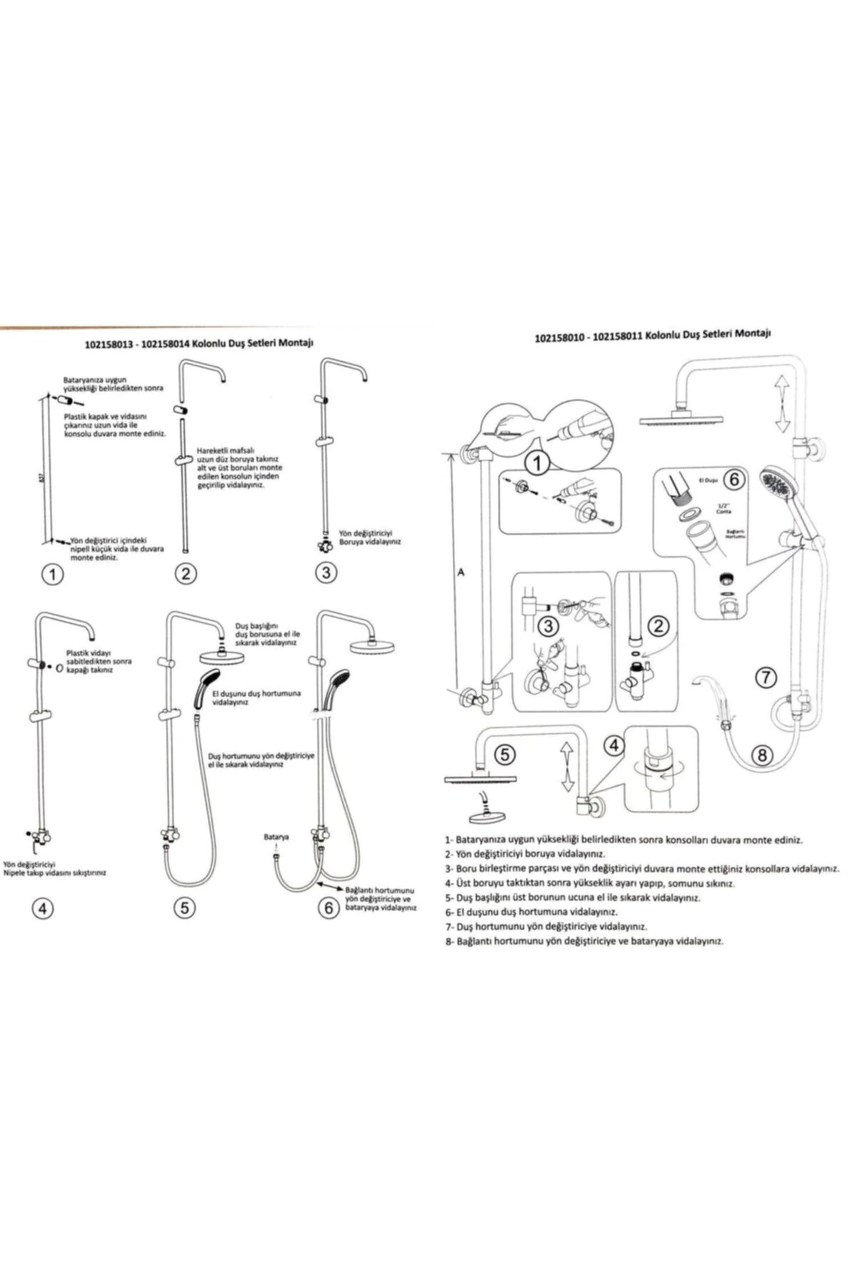 Eca Ar Allegra Üst Takım Duş Kolonu Tepe Duş Seti