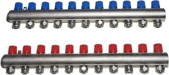 1" Kendinden Vanalı Kollektör 11 Ağızlı Set (Kırmızı - Mavi)