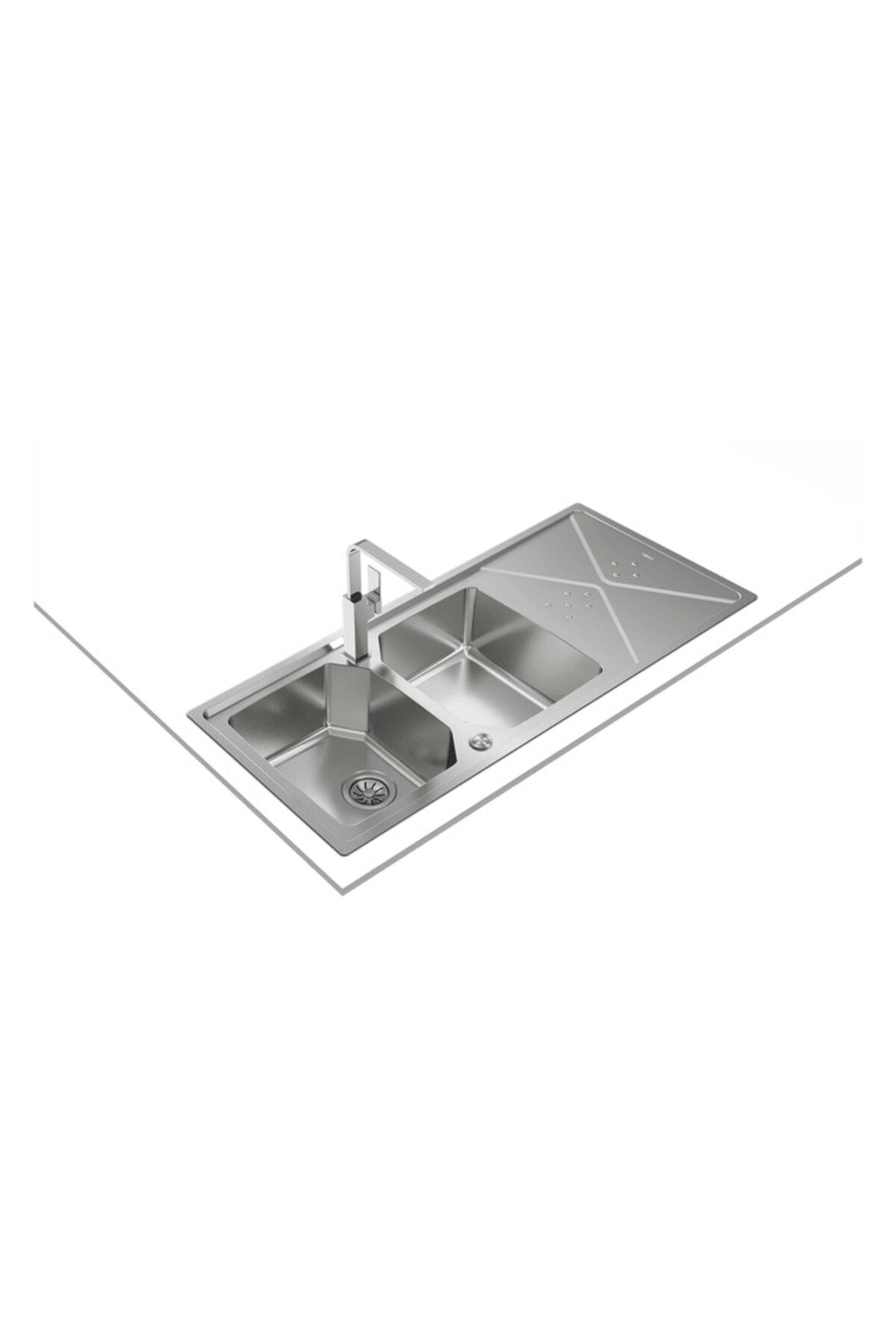 Brooklyn 80 M-xp 2 Gözlü Paslanmaz Çelik 116 Cm. Tezgah Üstü Evye