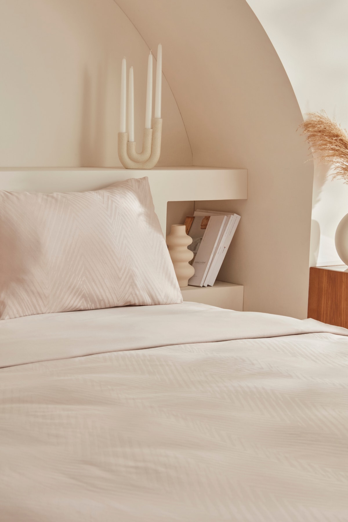 Charm Sion %100 Pamuk Jakarlı Saten King Size Nevresim Takımı Bej