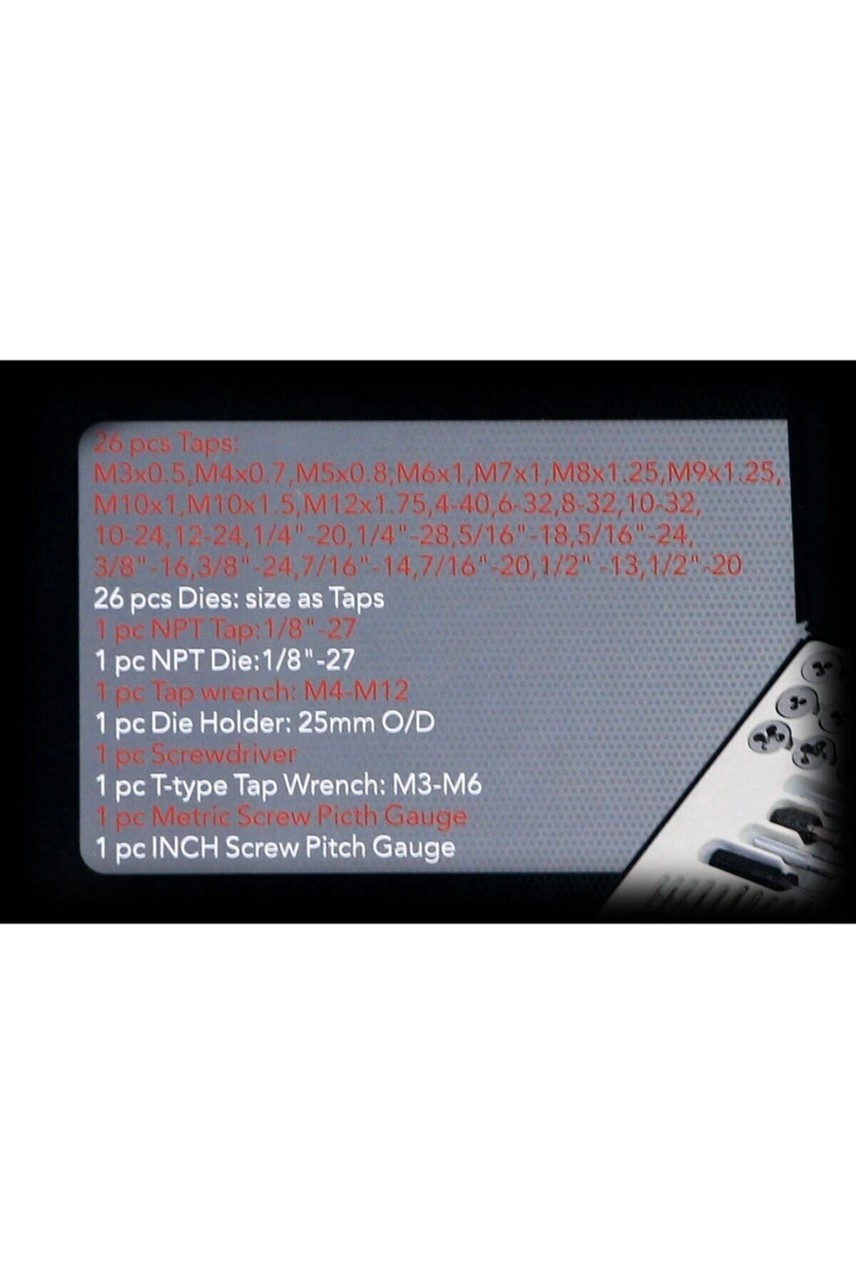 60 Parça Pafta Kılavuz Seti S2 Çelik Profesyonel Metrik İnç