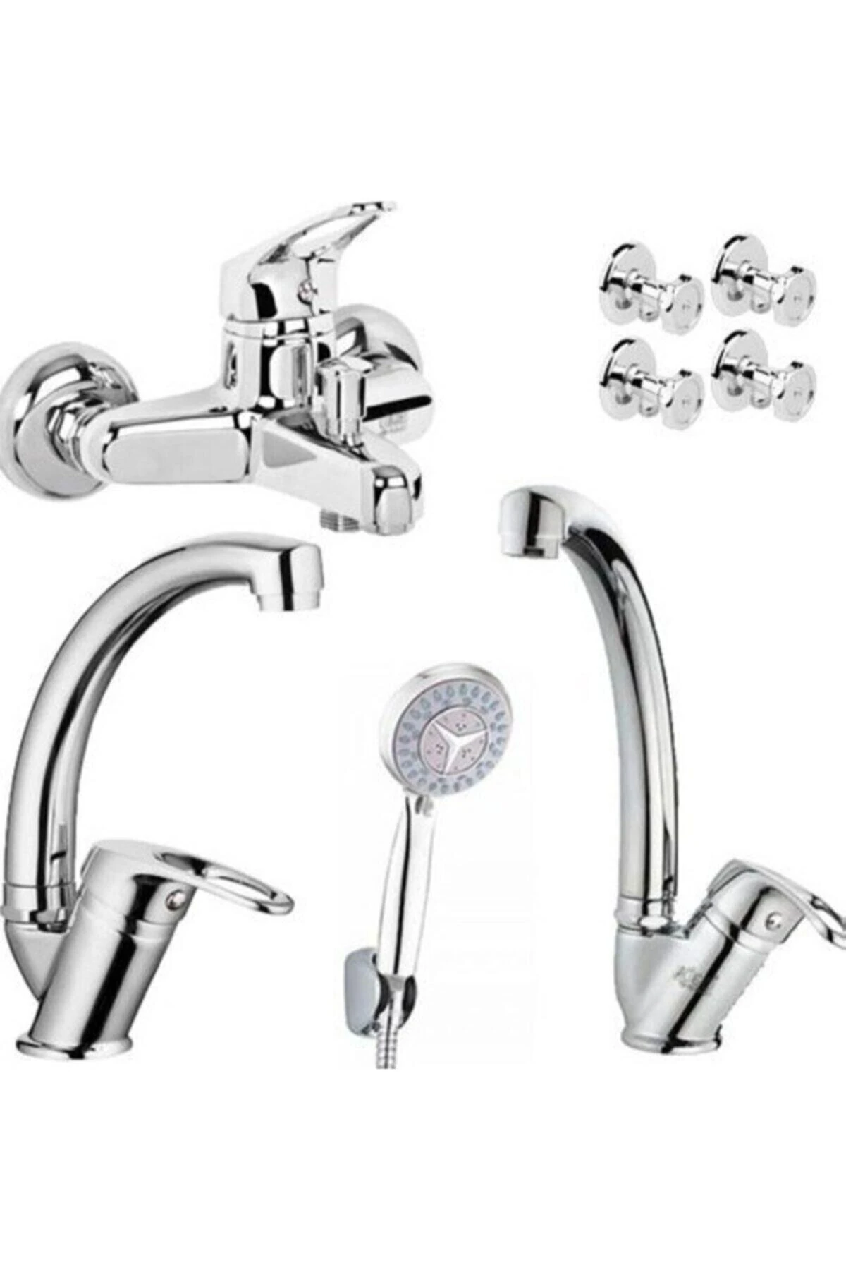 Batarya Takımı Duş Seti 4'lü Krom Taharet Musluğu
