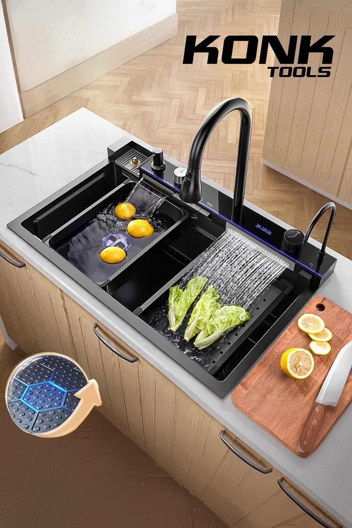 Lüx Dijital Akıllı Eviye Seti 75 cm