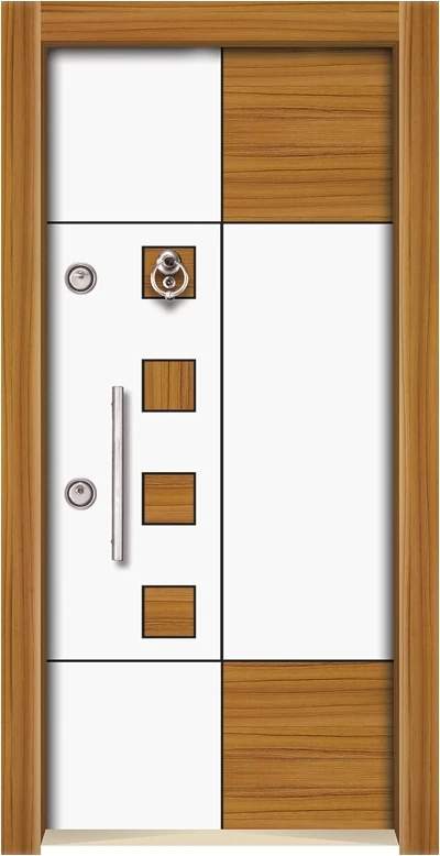 TEZ3571 Ahşap Kaplama Düz Model Çelik Kapı