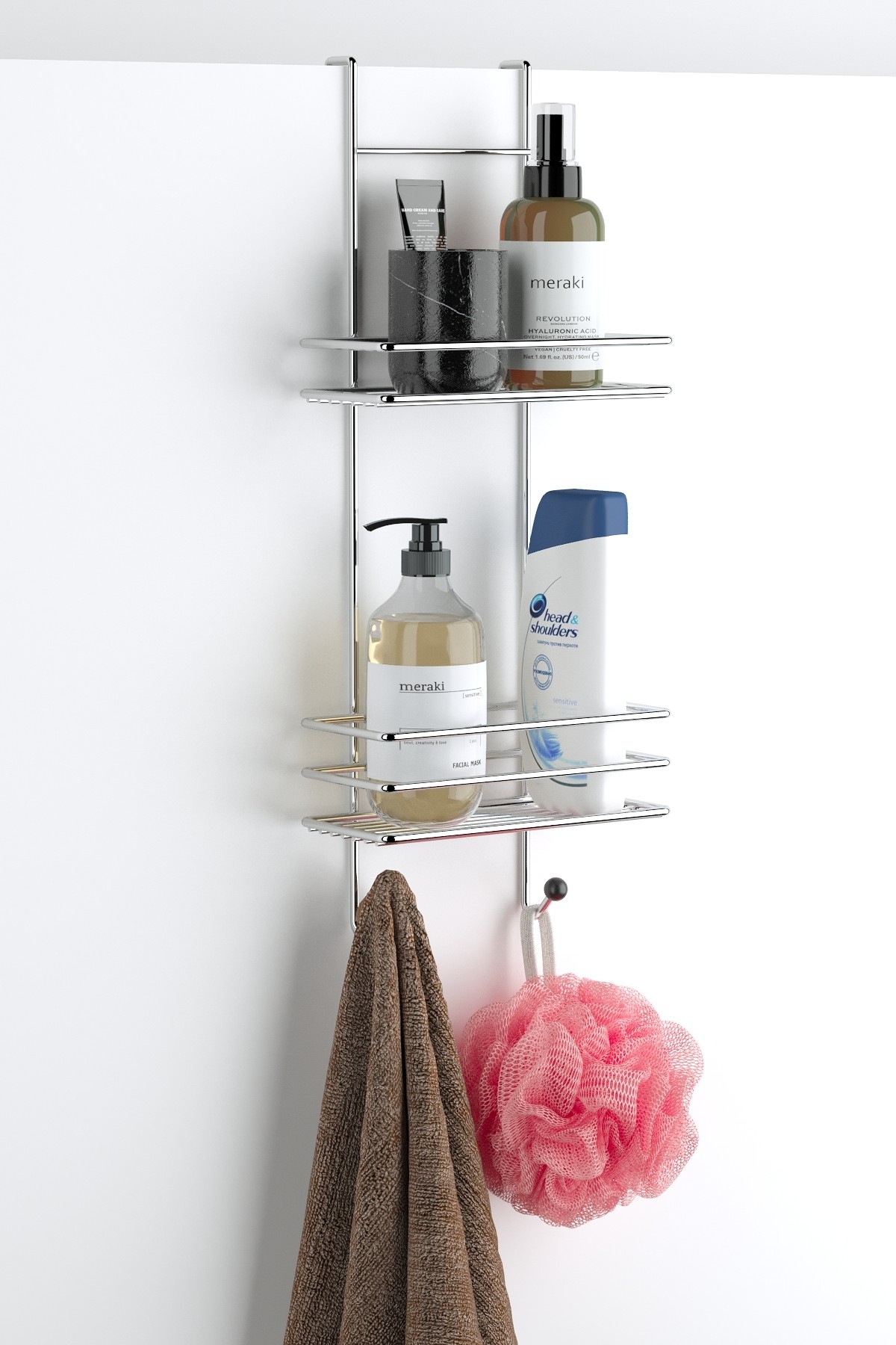 Banyo Düzenleyici Şampuanlık Iki Katlı Duşakabin Rafı Krom Lm065