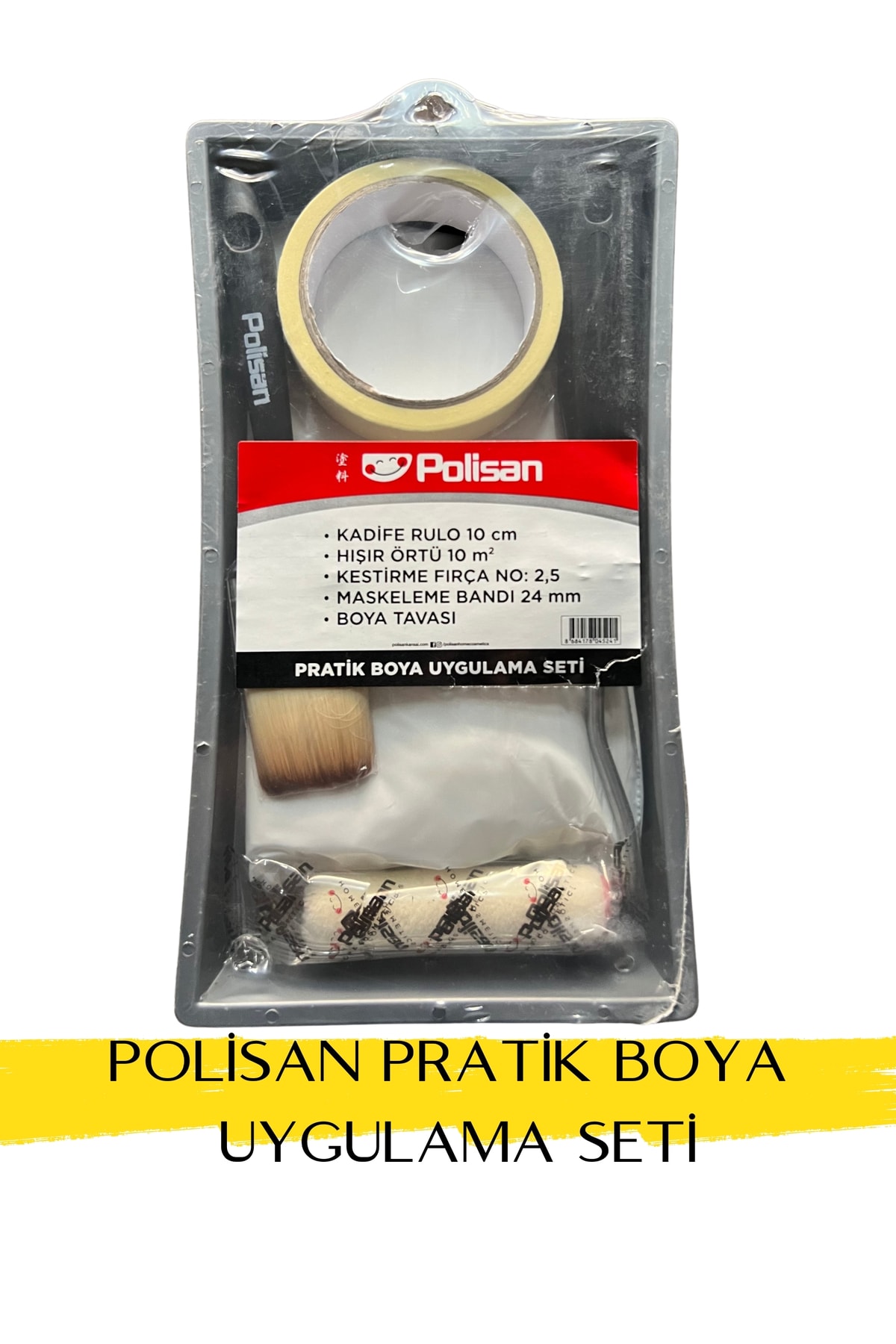 Pratik Boya Uygulama Seti- Boya Seti-Rulo-Bant-Örtü-Kestirme Fırça-Boya Kabı