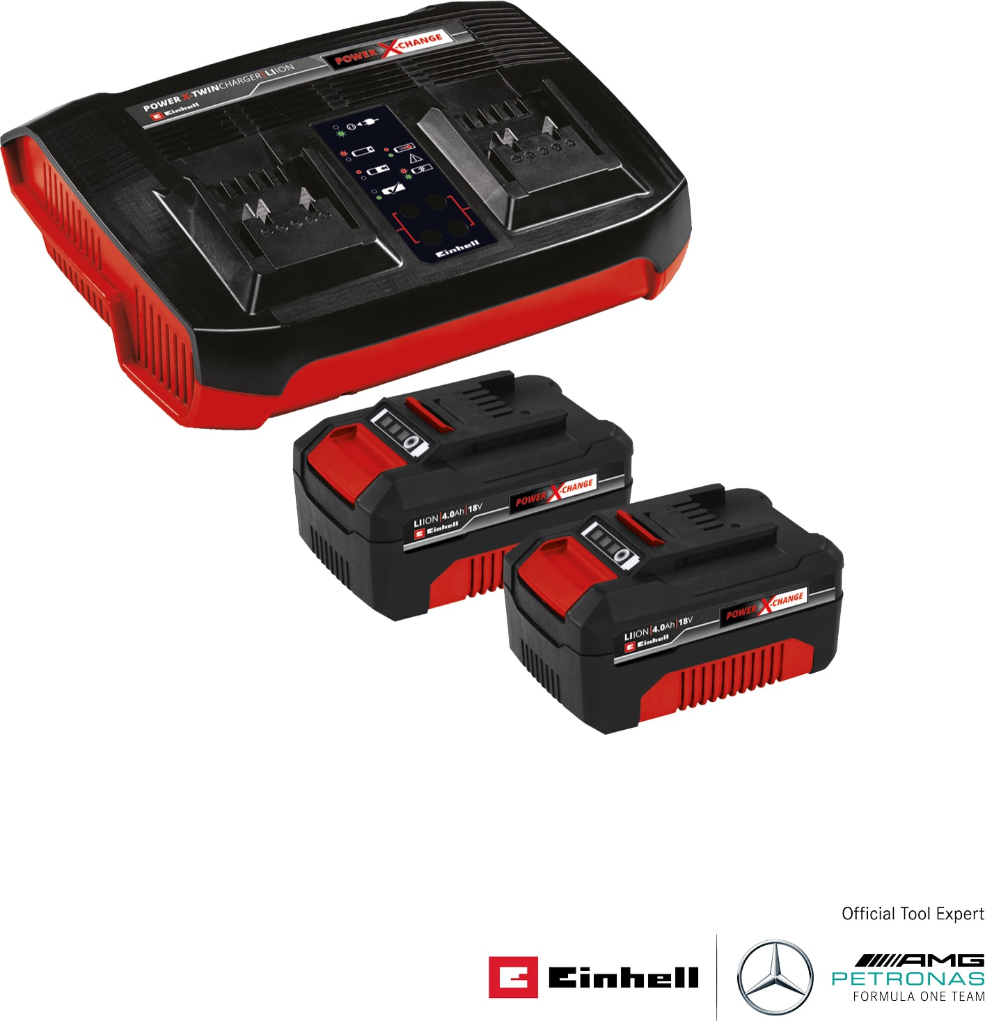 BOSCH Orijinal  Power X-Change Başlangıç Kiti Akü ve Şarj Cihazı (Li-Ion, 18 V, 2 x 4.0 Ah Akü ve Twincharger şarj cihazı, Tüm Power X-Change cihazları ile uyumlu) - 4512112
