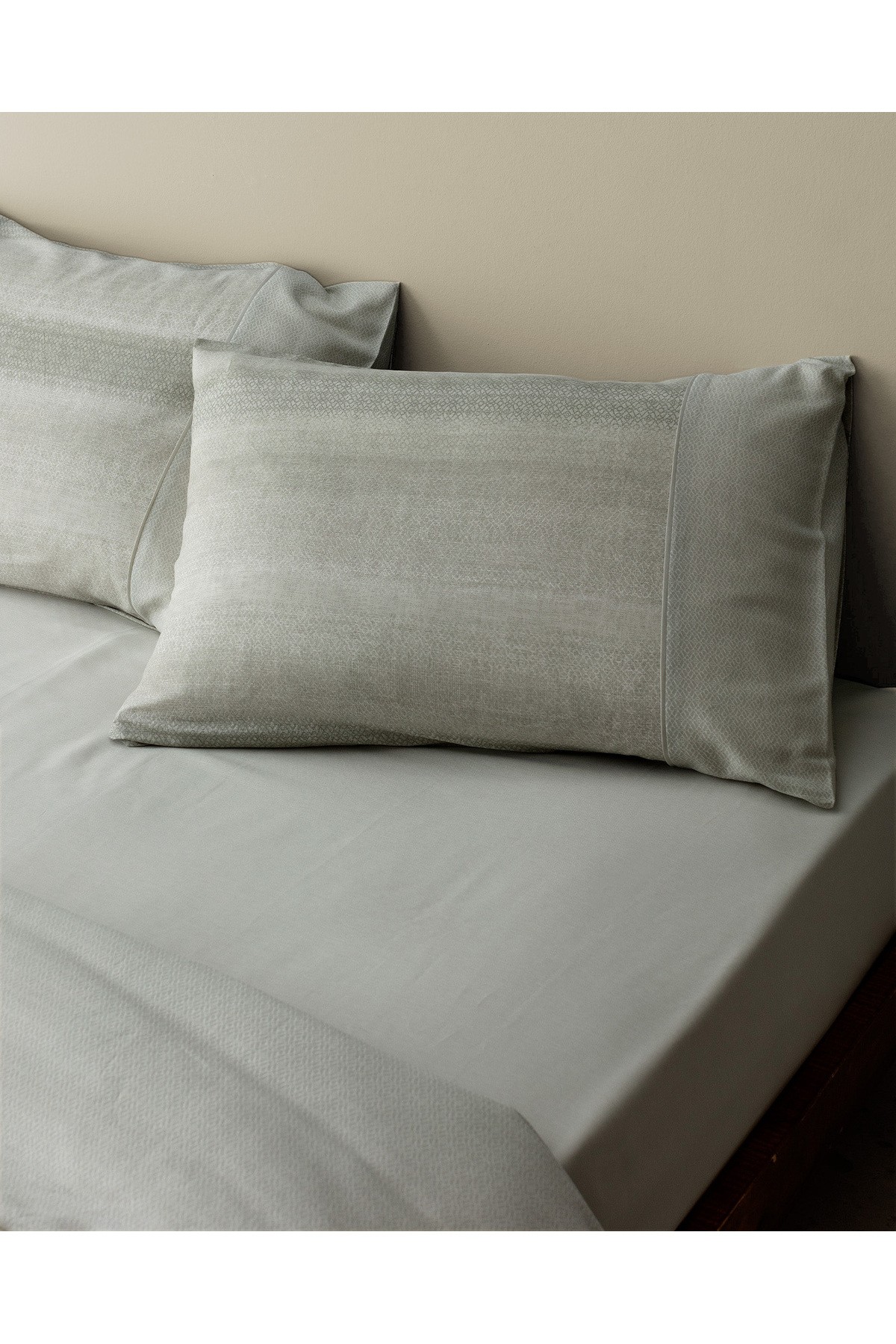 Candide King Size %100 Pamuk  Crep Baskılı Nevresim Takımı - Haki