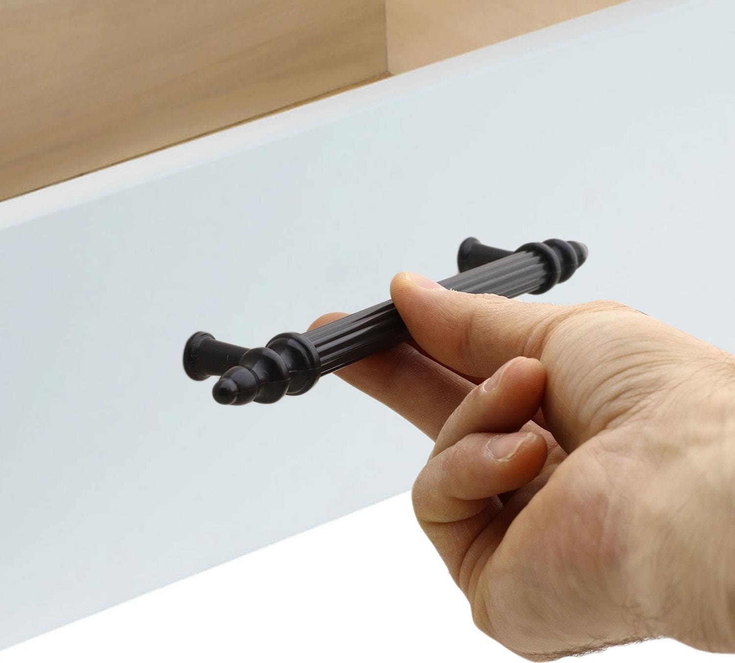 Polavit Mobilya Çekmece Mutfak Dolap Dolabı Kulpu Kulbu 128 mm Siyah Sert Plastik Kulpları (5 ADET)