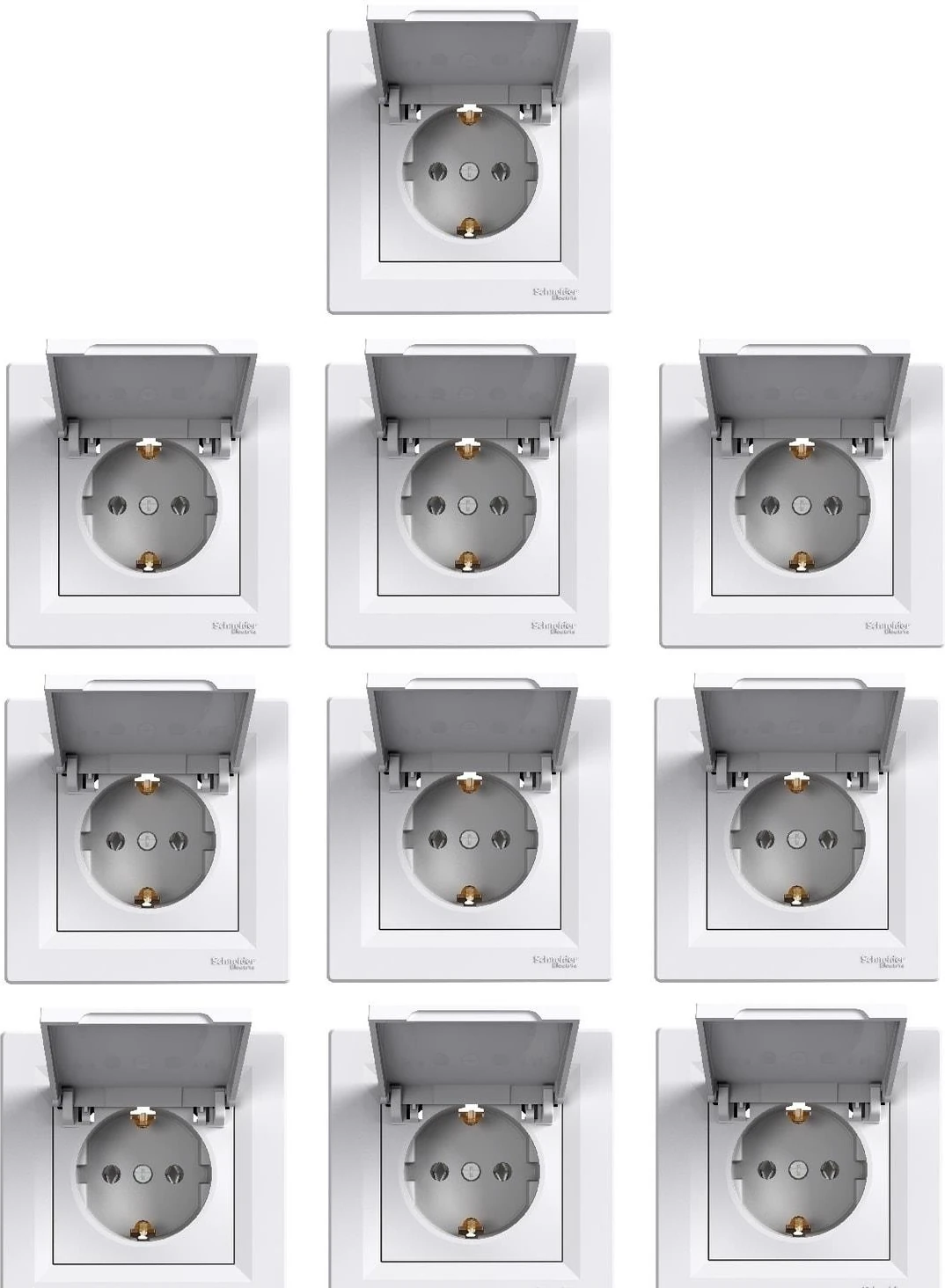 Asfora Beyaz Kapaklı Topraklı Priz Çerçeveli 10 Adet EPH3100121