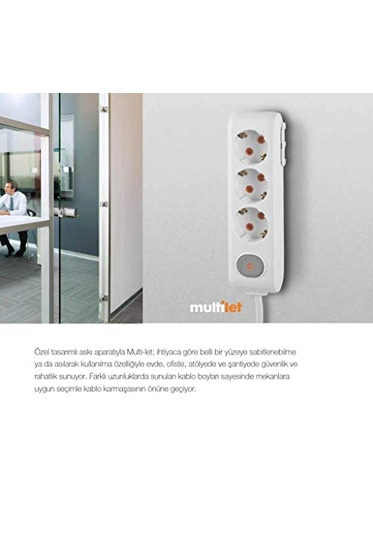 Multi-let Siyah İkili Priz Top Kablolu 5 m