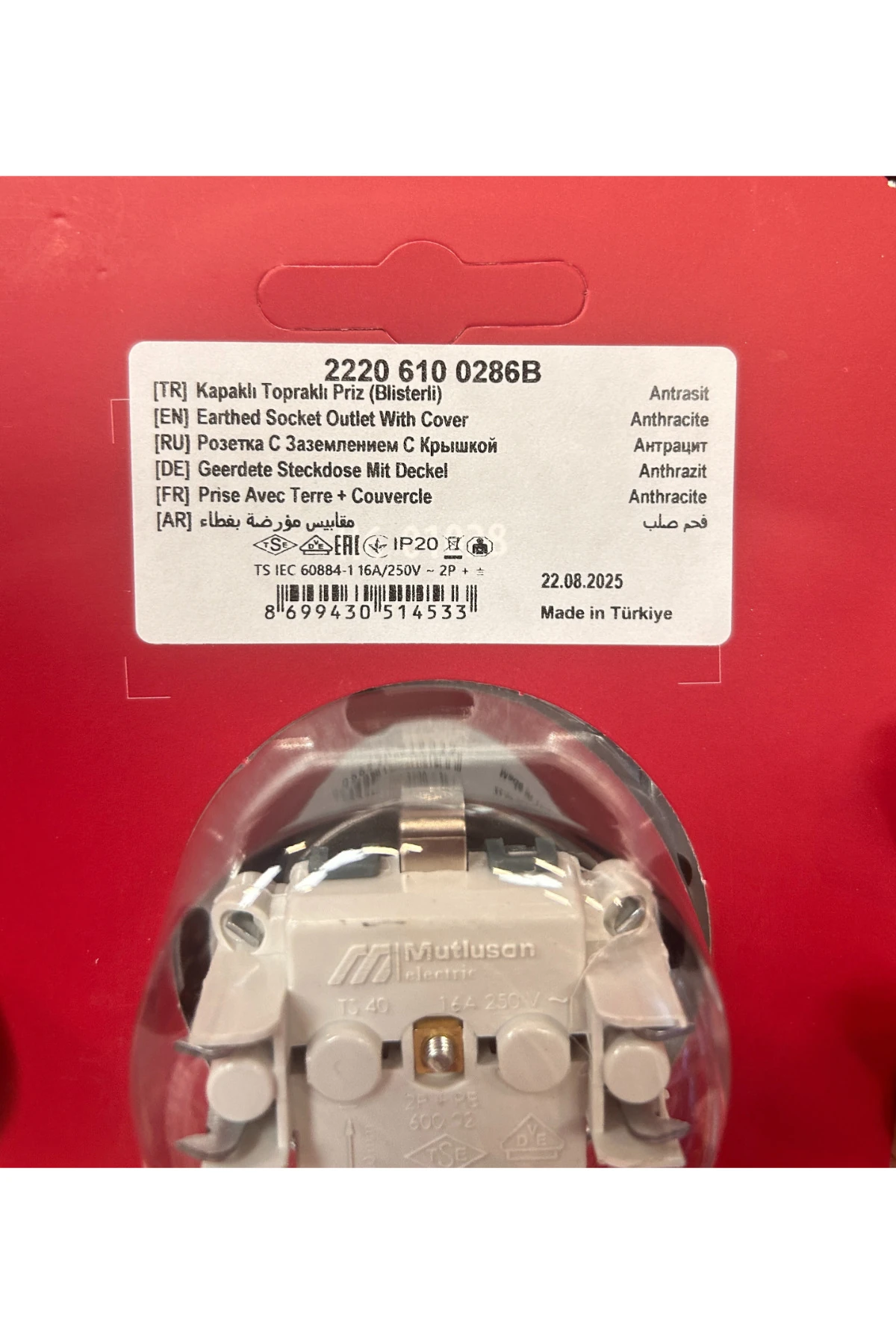 RİTA KAPAKLI TOPRAKLI PRİZ BLİSTERLİ ANTRASİT