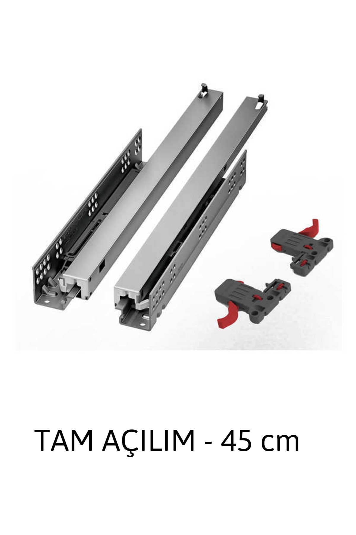 Smart Slide Frenli Tam Açılım (full) Çekmece Rayı / Mandallar Dahil (sağ Ve Sol) / 45 Cm