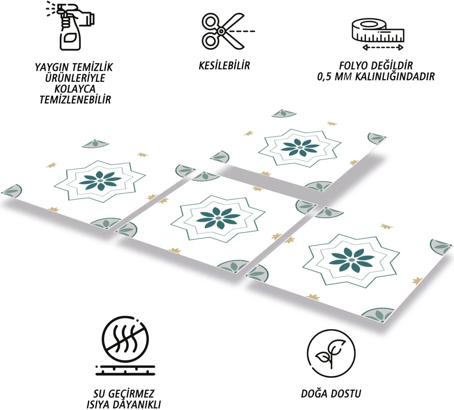 Kendinden Yapışkanlı Casablanca Desenli Pvc Karo 30X30 cm (33 Adet) 3m2