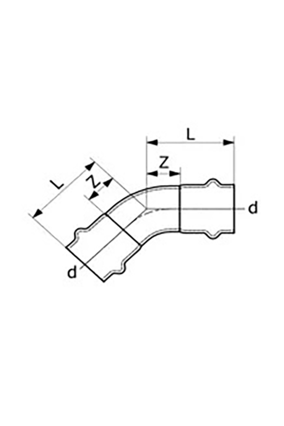 Paslanmaz Dirsek 45° (15x15x1,5 mm) defender