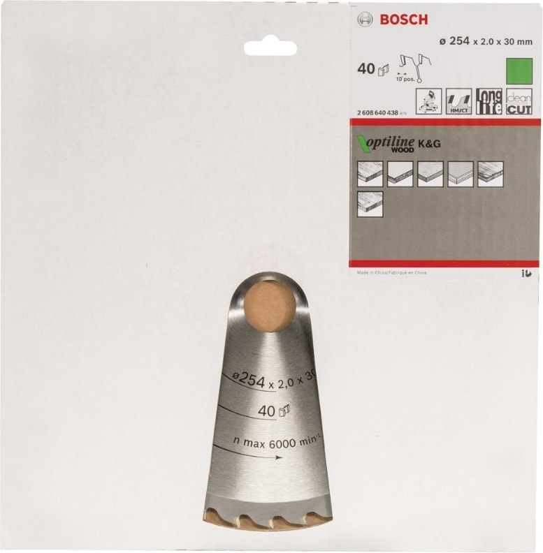 BOSCH - Optiline Serisi Ahşap İçin Daire Testere Bıçağı - 254 X 30 X 2,0 Mm, 40 Diş