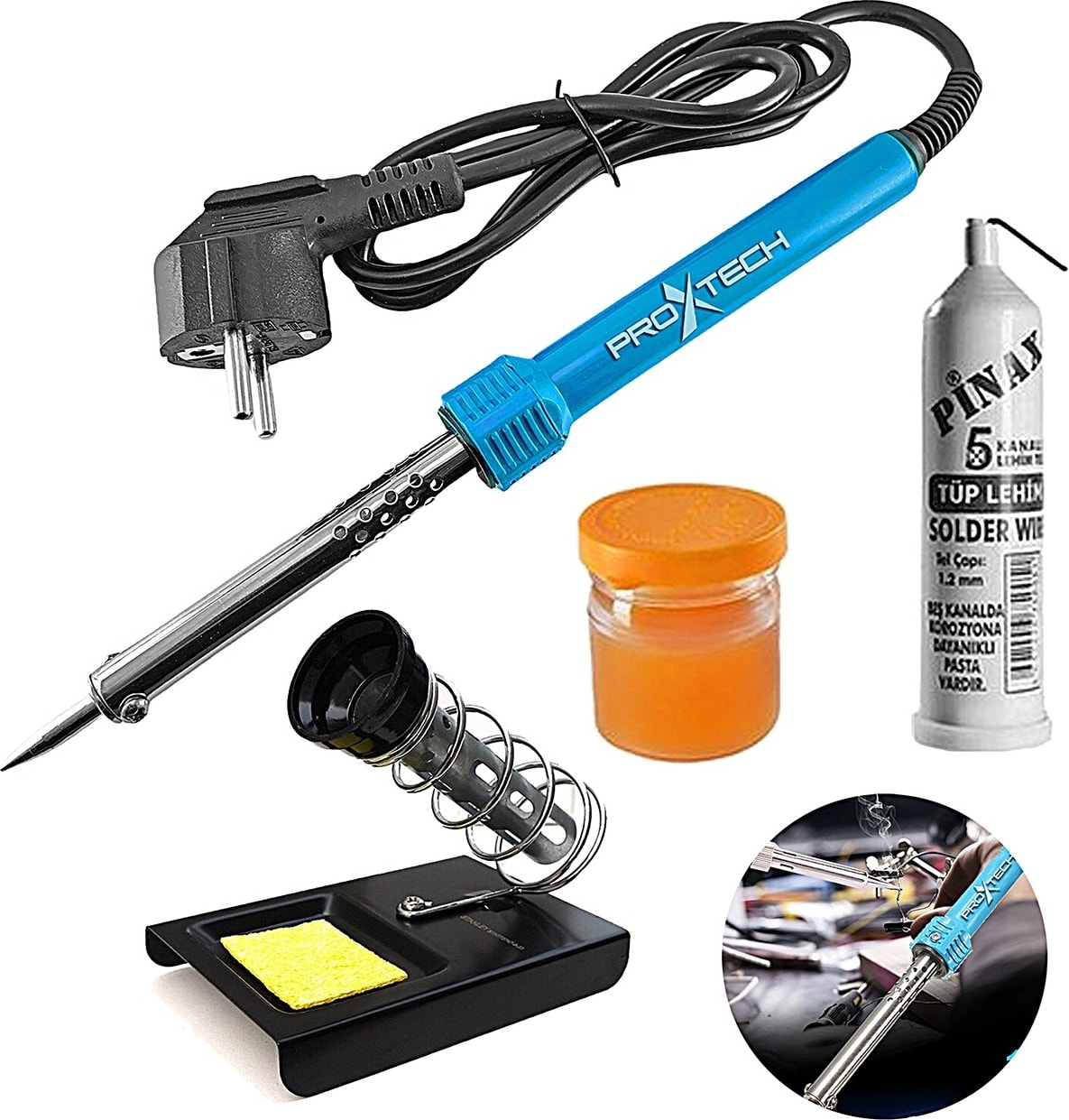 Üstün Kalite 60w Lehim Makinesi - Kalem Havya -Leyim Tel -Pasta Stand Ful Paket