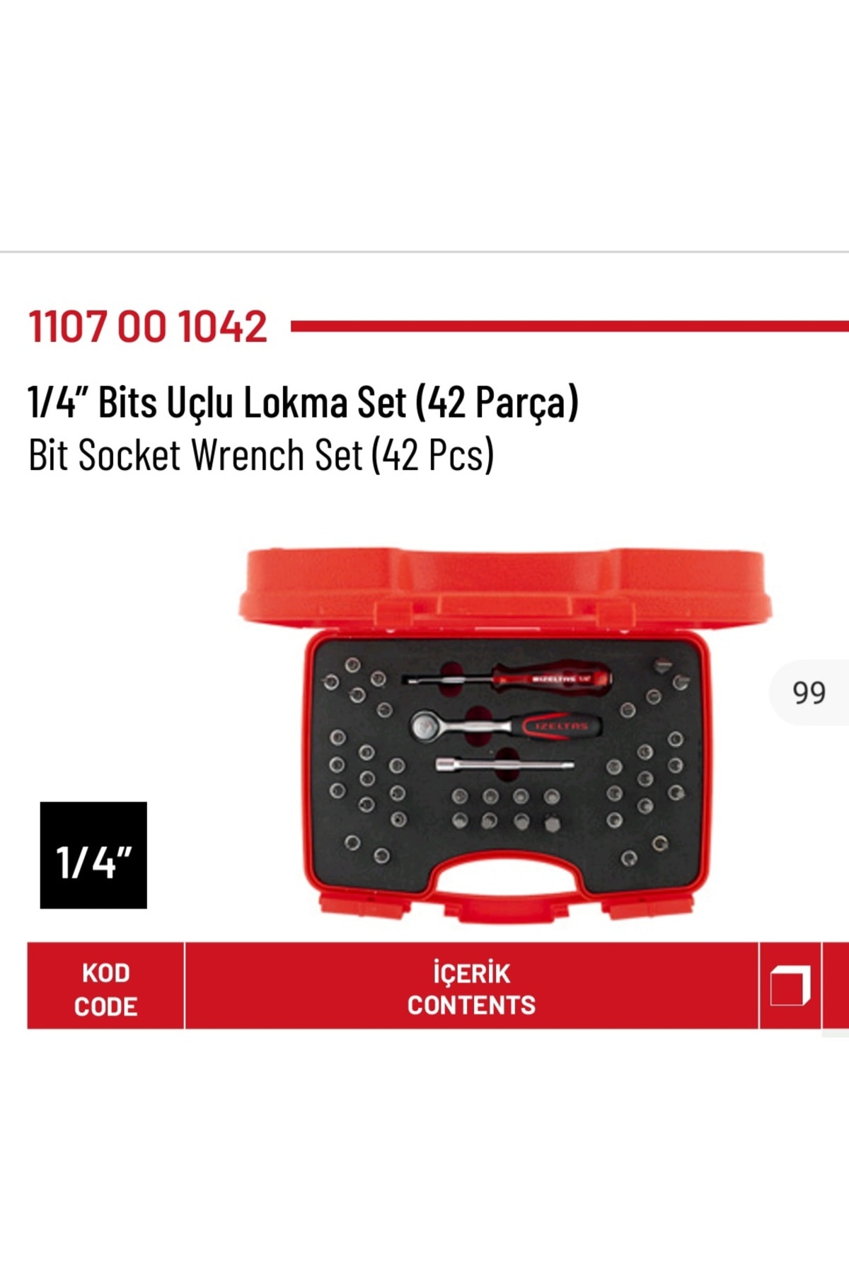 İZELTAŞ 1/4 Bits Uçlu Lokma Takımı (42 Parça)