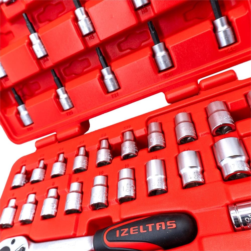 Izeltaş 3/8" 6 Köşe Lokma Anahtar ve Lokmalı Allen Set 35 Parça