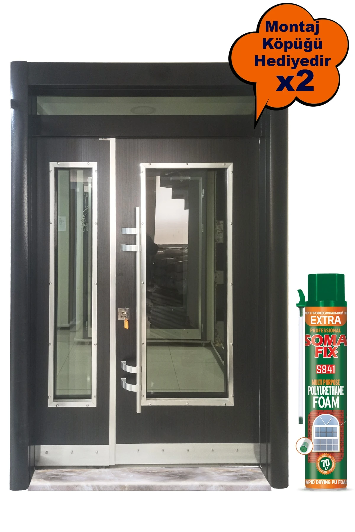 Çelik Kapı Fiyatları Siyah Statik Kasalı Çelik Kapı, Apartman Giriş Kapısı Sol Açılım