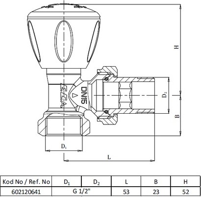 1/2 Köşe Radyatör Valfi Rv3 Eca 602120641