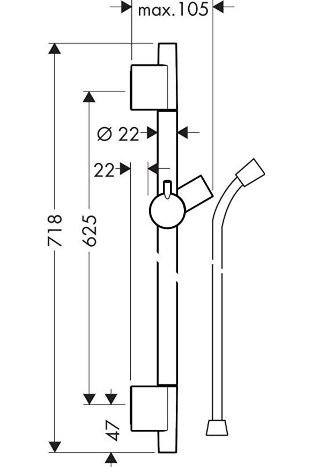 Unıca Duş Barı 2 Pro 65cm Mat Siyah - 28632670