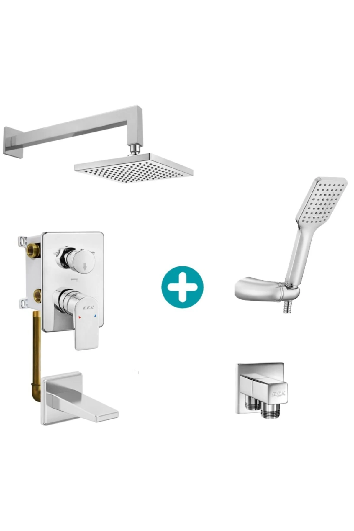 Ankastre Gömme Banyo Bataryası Duş Seti  Tüm Parçalar Dahil 30x30 Başlık