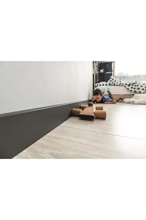 8cmx240cm 1 Adet PVC Yalı Gri Süpürgelik Suya Neme Dayanıklı Parke Seramik Salon Mutfak Süpürgeliği