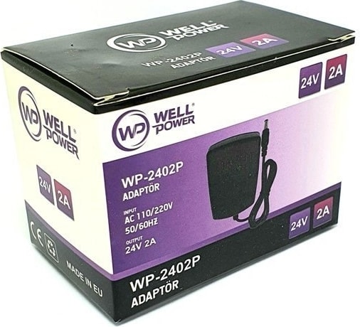 WP-2402P 24V 2A Adaptör5.5 x 2.5 mm Jak Fişli Plastik Kasa Adaptör