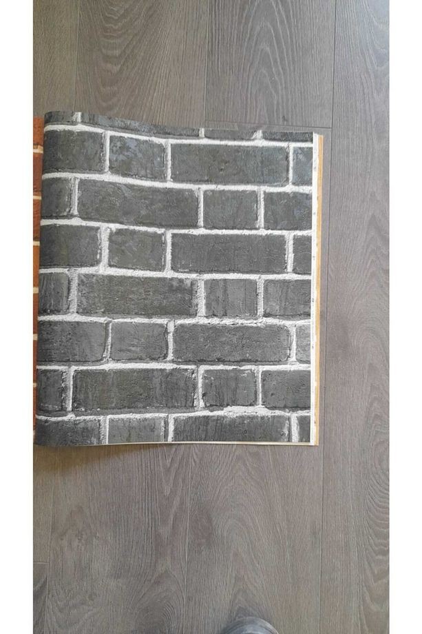 Beyaz Derli Siyah Tuğla Desenli 3d Duvar Kağıdı(5m2)