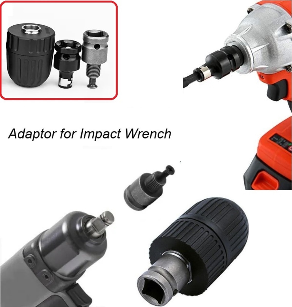 Somun Sökme Sıkma Makinesi Için 10MM Mandren ve Bits Adaptör Seti 1/2 Hex (Torklu Makinalar Için)