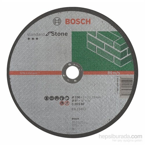 BOSCH - Standard Seri Taş İçin Düz Kesme Diski (Taş) - C 30 S Bf, 230 Mm, 22,23 Mm, 3,0 Mm