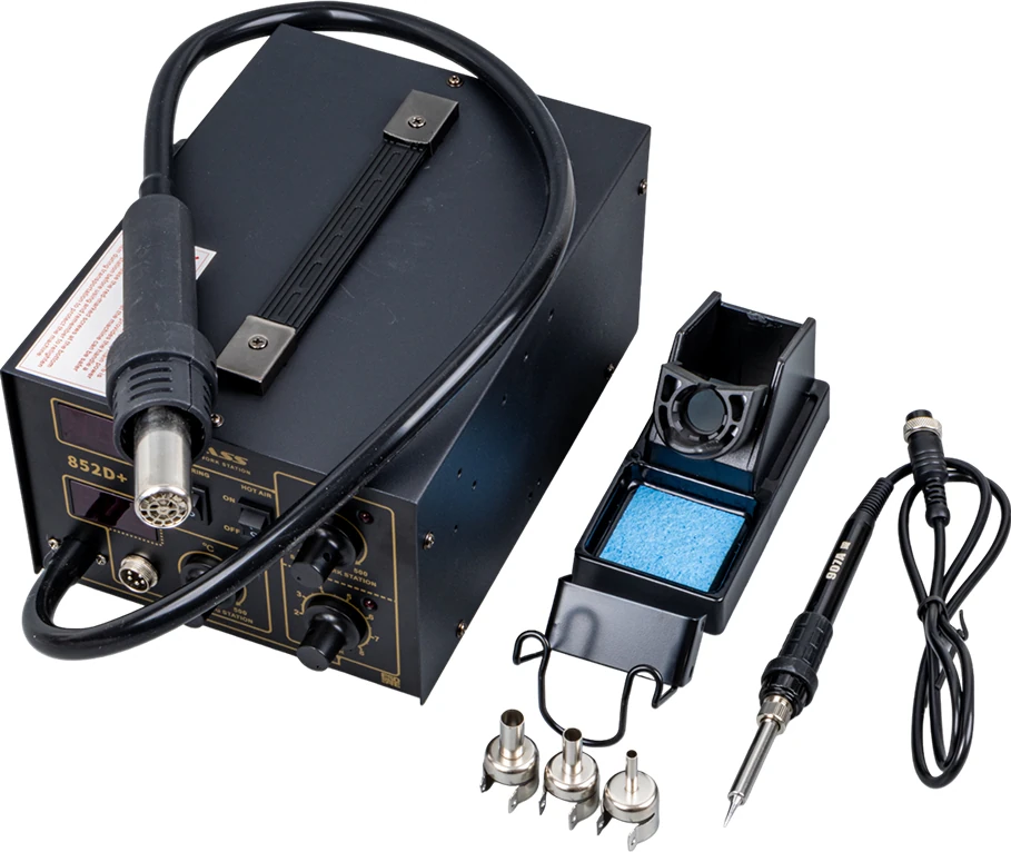 852D+ Dijital Sıcak Hava Tabanca Üflemeli + Isı Ayarlı Havya Lehim Istasyonu