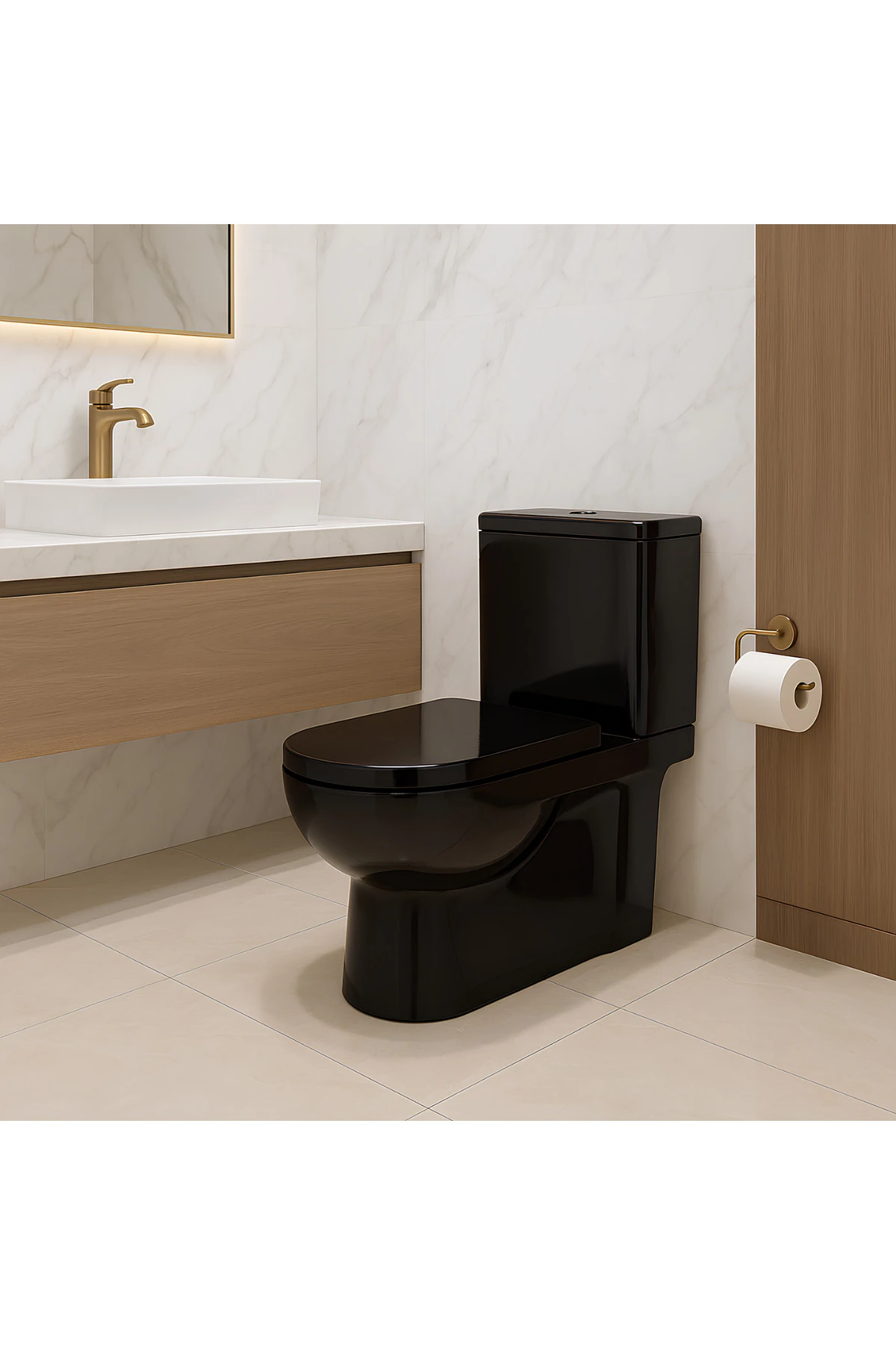 Modern Siyah Duvara Sıfır Klozet Takım MOD.K022B,Modern Duroplast Yavaş Kapak