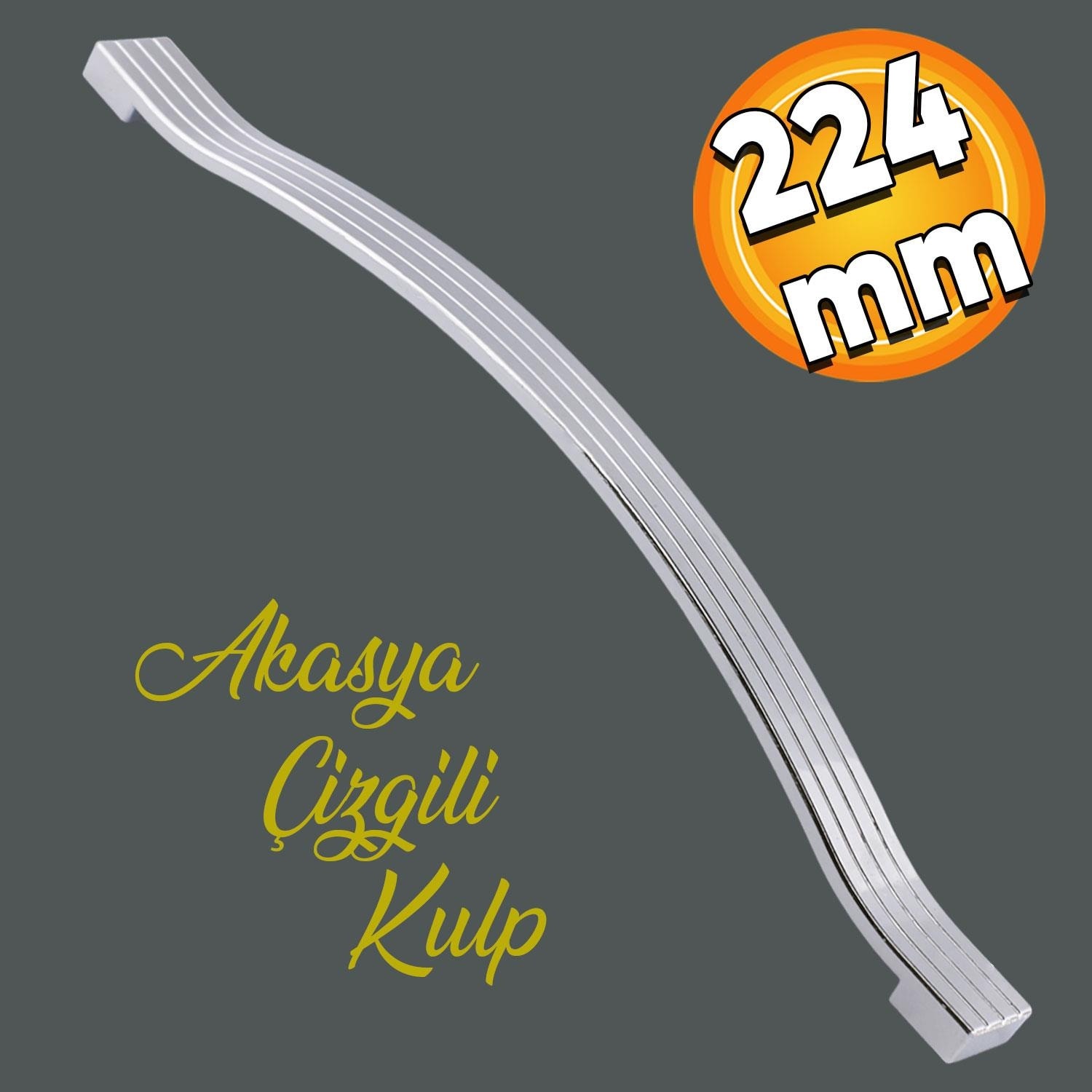 Akasya Mobilya Mutfak Dolabı Çekmece Dolap Kapak Kulpu Düz Ayder Metal Kulbu Kulp Kulpu 224 mm Krom